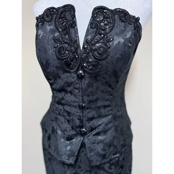Jessica McClintock for Gunne Sax Vintage Black Strapless Formal Dress Size 9/10 - Picture 3 of 10